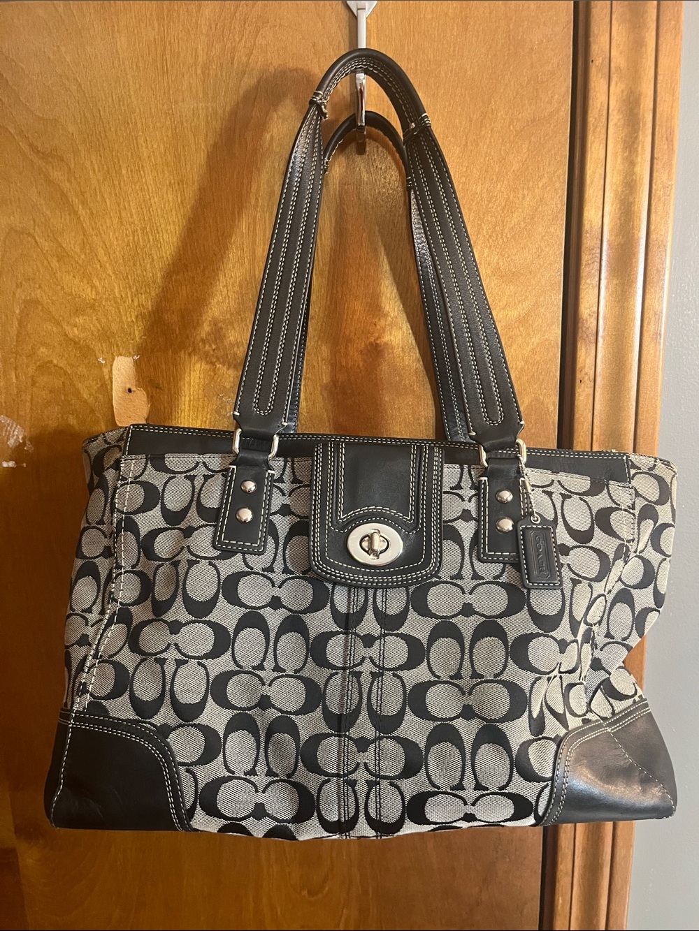 Coach Black Signature Logo Tote